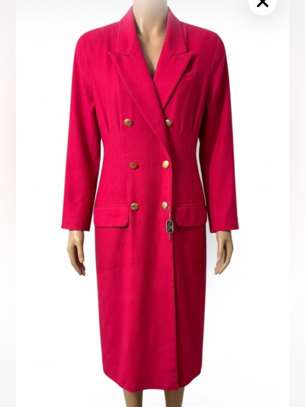 Vintage Kasper Bright Pink Double-Breasted Wool Dress 10
